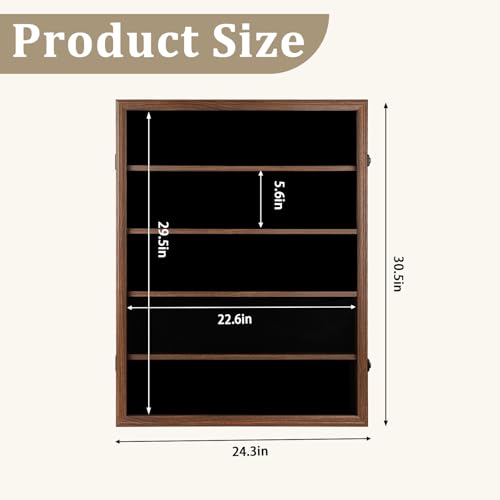 Image of KCRasan 35 Graded Sports Card Display Case - Baseball Card Display Case Lockable - Trading Card Collector Wall Display Holder for Basketball Football Cards, UV Protection Acrylic, Walnut