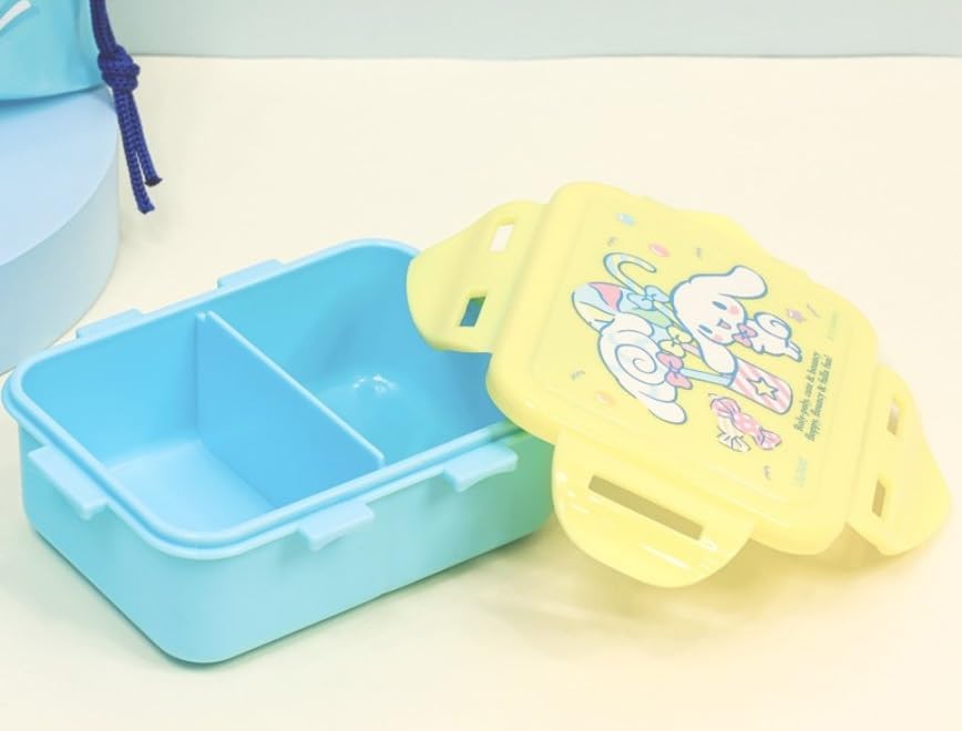 Lilfant Cute Small Bento Box, Lunch Box with Bag, Snack Containers, 5.1 x 3.7 x 1.9 inches (Sky blue)