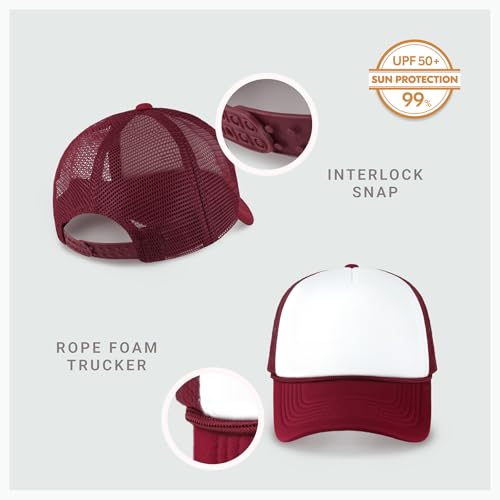 Image of CHOK.LIDS Classic Foam Trucker Hat Summer Mesh Rope Cap Solid Two Toned Blank Hat Mens Womens Adjustable Strap Light Weight