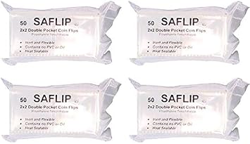 Double Pocket Safety Coin Flips 2" x 2", 200 Flips