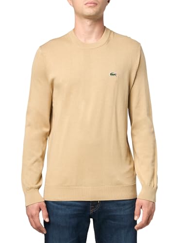 Pull Lacoste coton homme fini les mailles qui grattent avec ce col rond uni