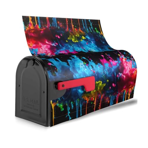 Paint Splatter Backdrop Print Reusable Mailbox Cover Waterproof Mailbox Decor Magnetic Sun Protection Unique
