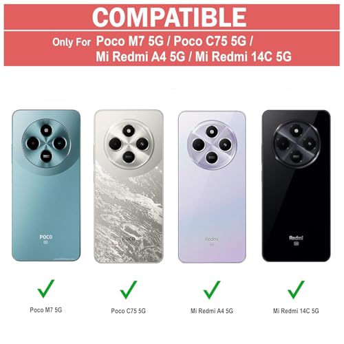 Image of AIBEX Compatible for Poco M7 5G / Redmi 14C 5G / Redmi A4 5G / Poco C75 5G Flip Cover Leather Finish | Inside TPU with Card Pockets | Wallet Stand | Complete Protection Flip Case -Brown