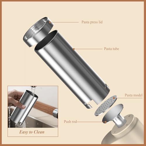 Pasta Machine Pasta Maker, 5-in-1 Cordless Noodle Maker Handheld with Power Indicator, Portable Stainless Pasta Machine Automatic Spaghetti Maker for Kitchen Homemade Pasta, Beige. - Image 4