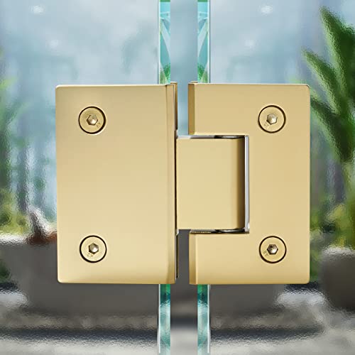 Ranbo Heavy Duty Glass Door Cupboard Showcase Cabinet Clamp Frameless Pivot Glass Shower Doors Hinge Replacement Parts Wall-To-Glass,304 Stainless Steel Polished Chrome (180 Degree) #TOP4