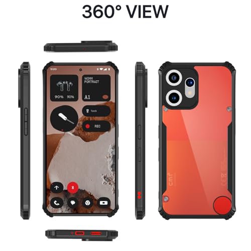 Image of Outlouders Back Cover for CMF by Nothing Phone 2 Pro 5G | Ultra Hybrid Transparent | Full Camera Protection | Raised Edge | Crystal Clear Bumper Case(Black)