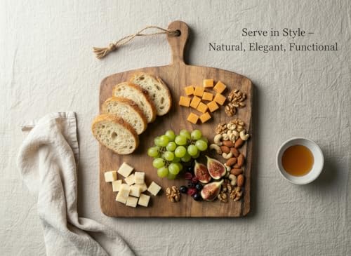 Tabla de cortar grande con mango de madera de acacia miniatura 5