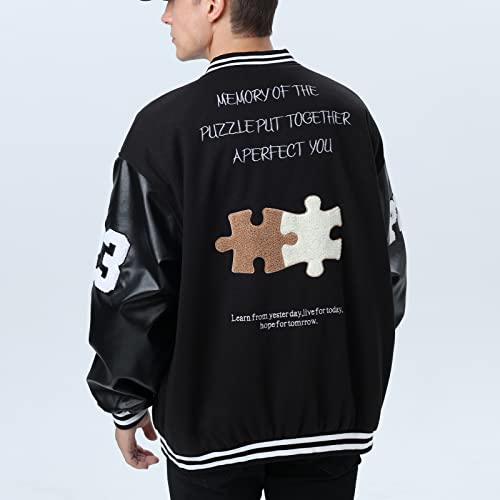 Image of Varsity Jacket Unisex Y2K Embroidered Letterman Bomber Jacket Casual Baseball Jackets