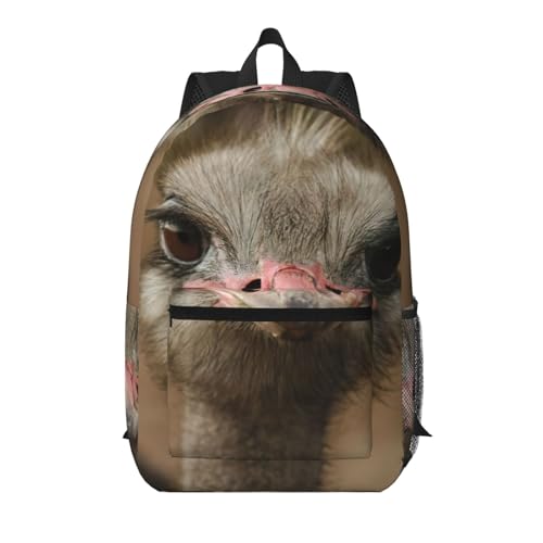 Sac à dos d'écolier pour homme et femme avec motif autruche original noir