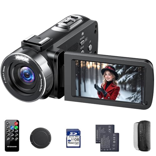 FIREFOTO Videocamera 4K, 42MP Vlog Camera con Zoom Digitale 18x e Display Rotabile 3 Pollici 270° - Videocamera Digitale con Luce LED, Funzione Webcam, 2 Batterie, Scheda SD 32GB e Telecomando