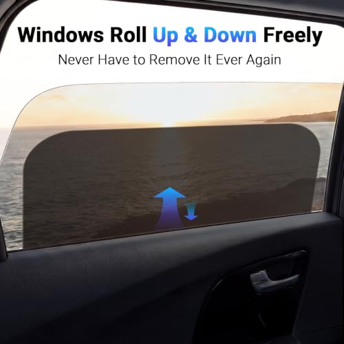 Image of Car Window Shade for Baby, Roll Windows Down, Static Cling Window Covers | 2PCS-Static Cling Car Shades for Side Windows|No Glue No Residue|Rear Car Window Sun Shade for Babis, Pets, Fit for Most Cars