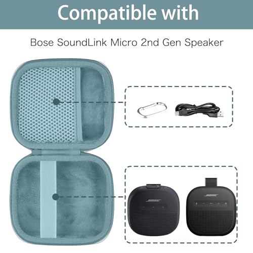 Image of for Bose New SoundLink Micro 2nd Gen Portable Bluetooth Speaker Hard Protective Case, Portable Travel Case with Carabiner (Blue) - co2CREA