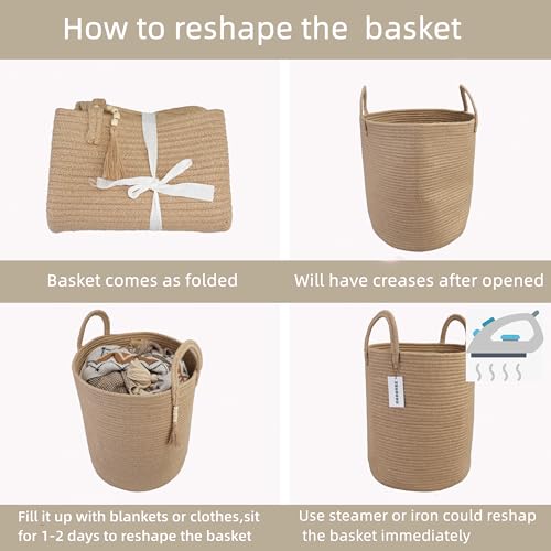Image of XUANGUO Rope Laundry Basket Laundry Hamper for Clothes Jute