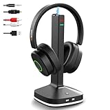 Wantek Wireless Headphones for TV Watching, TV Headphones Wireless for Seniors with Transmitter Charging Base, No Delay Bluetooth Headset for Hard of Hearing, Plug and Play
