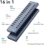 Alimenté USB 3.2 Le centre, ACASIS 16 Ports USB 3.2 Moyeu(8 USB-A 3.2 Ports+8 USB-C 3.2 Ports), en aluminium USB Hub Powered avec 96W Adaptateur de puissance, USB Hub pour PC/Laptop, Ordinateur, Flash Drive, Imprimante, Caméra