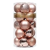 KI Store Rose Gold Christmas Balls 20pcs 3.15-Inch Christmas Tree Decoration Ornaments for Xmas Tree