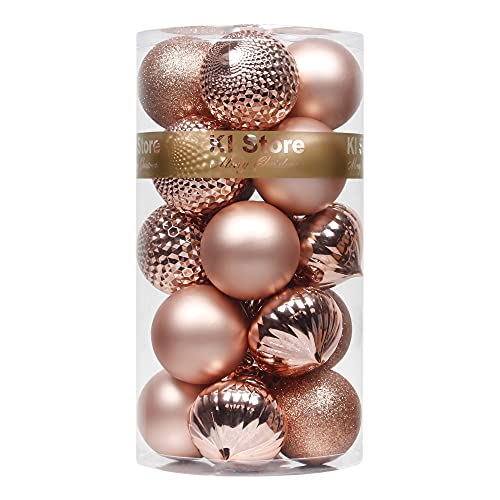 Ki Store Rose Gold Christmas Balls 20Pcs 3.15-Inch Christmas Tree Decoration Ornaments For Xmas Tree Holiday Wreath Garland Decor Ornaments Hooks Included #TOP12