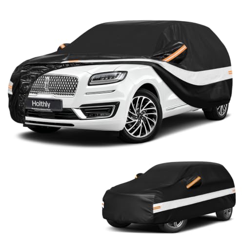 Image of 10 Layers SUV Car Cover Custom Fit for Lincoln Nautilus, MKX (2006-2026), Waterproof All Weather for Automobiles, Outdoor Full Cover Sun Dust Rain Protection with Cotton. Black
