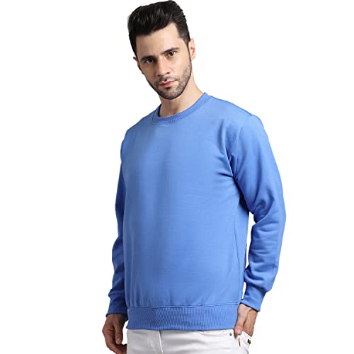 Image of BZR-Men's Fleece Round Neck Regular Sweatshirt (Sw Rrn Black 01-L Black L)(1903)