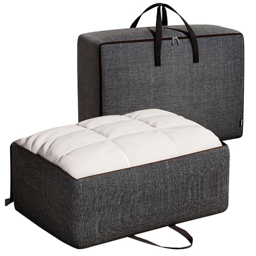 Image of Kraptick Cloth Organiser for Storage, Storage Bag for Clothes, Under Bed Storage Bag, Wardrobe Bags for Clothes Storage, Organiser Box for Cloth (Dark Grey) (50cmX35cmX20cm)