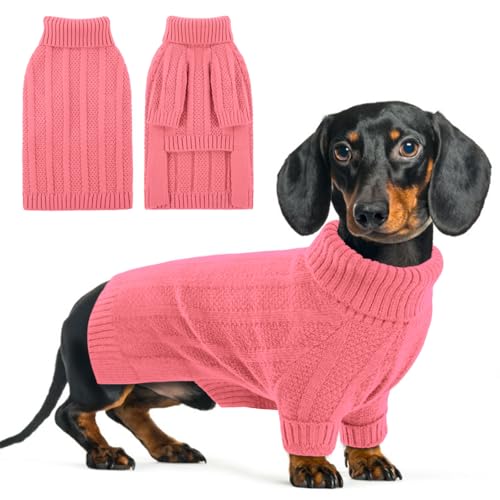 Queenmore XSmall Dog Sweater,Warm Turtleneck Small Sweaters for Dachshund