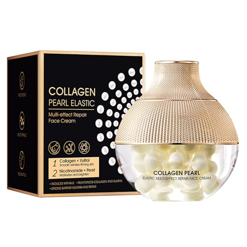 Crema Reparadora de Perlas, Crema Hidratante, Crema Facial Con Colágeno Hidrolizado y Niacinamida, Repara la Piel, Reconstruye la Barrera Cutánea Dañada, Reafirma e Ilumina la Piel