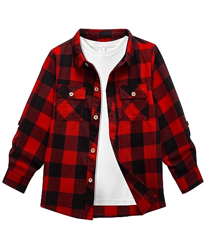 SwissWell Jungen Kariertes Hemd Kinder Langarm Hemden Casual Flanellhemd...
