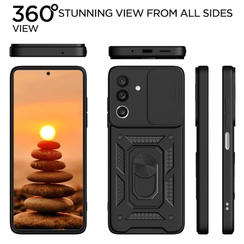 Image of AIBEX Back Cover for Samsung M36 5G / Samsung F36 5G | D10 Tough Armor Case | Sliding Camera Shield | 360 Protection | Kickstand Ring Holder