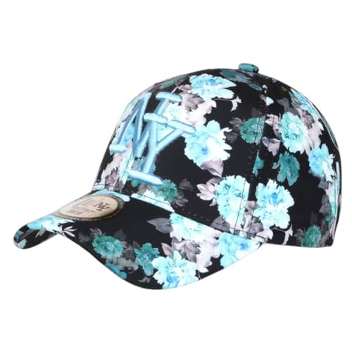 Casquette enfant fleurs turquoises imprimé tropical Bali Hip Hop Honour réglable 7-12 ans