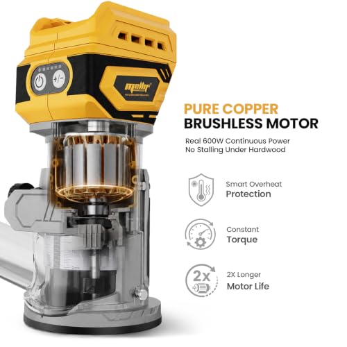 Image of Cordless Brushless Wood Router Compatible with Dewalt 20V 60V Battery