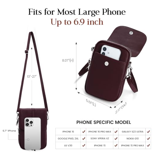 Image of befen Genuine Leather Small Crossbody Bags for Women Cell Phone Purse | Real Leather, RFID Blocking Card Slots, Multi Pockets, Cell Phone Bag, Travel Purse, Anti Theft