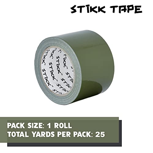 Image of STIKK Duct Tape - Olive Drab Green Duck Tape - 3 inch x 25 Yards - Heavy Duty Tape for Repairs, Household Projects - for Commercial HVAC and Construction - Effective Heavy Duty Waterproof Duct Tape