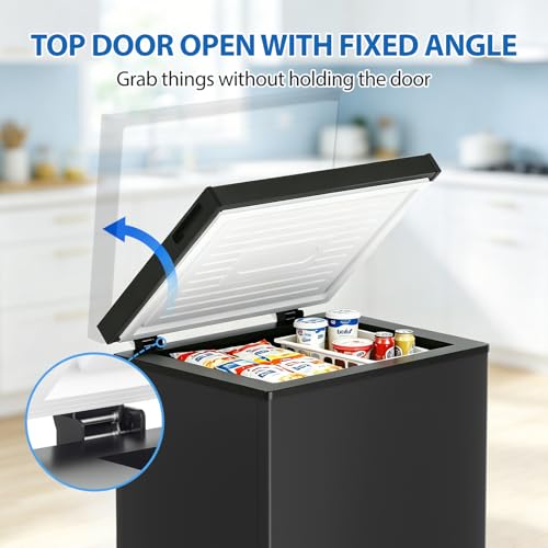 Image of Deep 3.5 Cu.ft Freezer Top Door with Basket, 7 Temperature Control, Chest Freezer for Home Kitchen Office Dorm Apartment Indoor Use, Black
