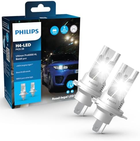 Philips Ultinon Pro6000 Boost gen2 Direct-fit H4 Ampoule de phare LED avec homologation routière* + ...