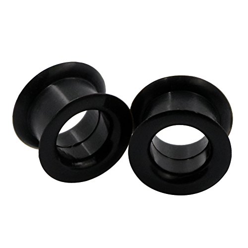 Oyaface 2 PC Black Hard Silicone Flexible Ear Skin Tunnels Plugs Hollow Ear Gauges 8G(3mm)