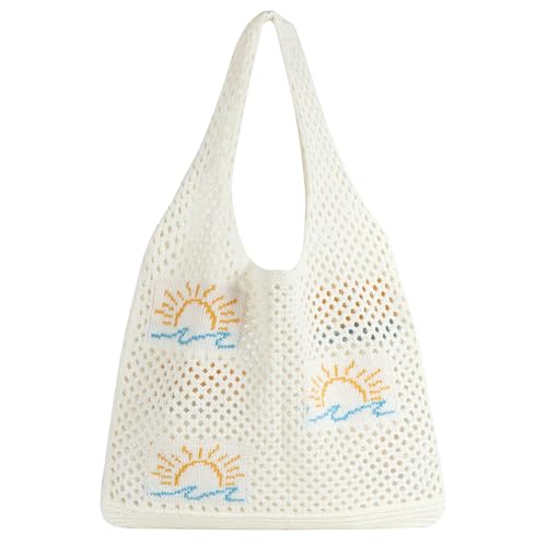 Bolso de playa de crochet tipo tote para mujer miniatura 1