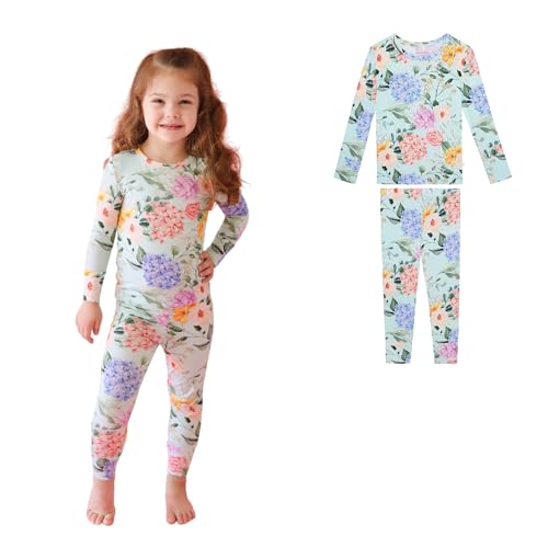 Posh Peanut Girls Pajamas - Soft, Viscose from Bamboo PJs for Kids - Matching, Long Sleeve Toddler Pajamas for Girls (18-24 Months) Erin