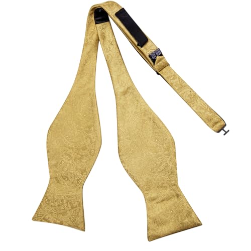 Image of Dubulle Self Tie Bow Ties and Lapel Pin for Men Paisley Solid Mens Bowtie and Handkerchief Cufflinks Set Wedding