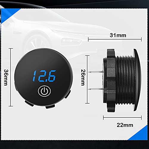 2 Pieces Dc 5-48V Car Led Display Voltmeter Waterproof Digital Voltage Gauge Meter With Touch Switch For Boat Marine Vehicle Motorcycle Truck Atv Utv (Blue Light) #TOP1