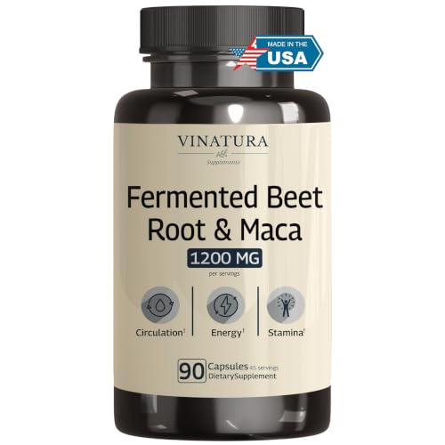 VINATURA Organic Fermented Beet Root with Maca 1200MG - 90 Capsules