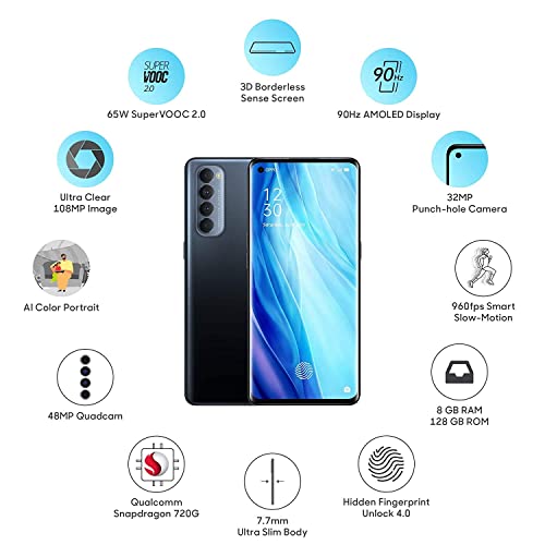 Image of (Refurbished) OPPO Reno4 Pro (Galactic Blue, 8GB RAM, 128GB Storage,)