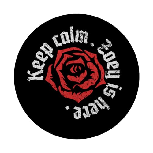 Keep Calm Zoey is Here Funny Name Grunge Rose Design PopSockets Swappable PopGrip, Black - Image 3