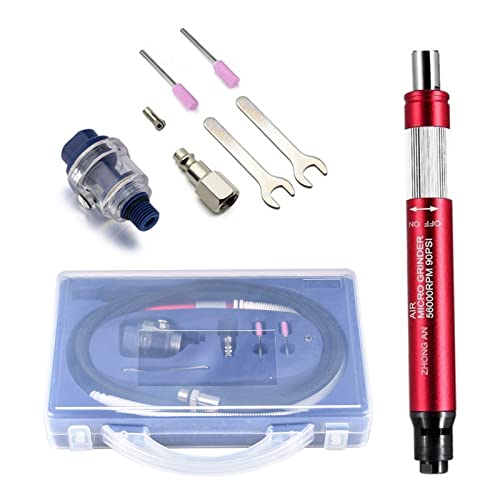 Mini Stabschleifer Bleistiftschleifer Druckluft mit 3.175mm (1/8 '), Multifunktionsluftschleifer Set mit Box, Rot