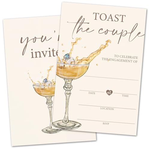 oayGnay Engagement Party Invitations - Toast The Couple, Champagne Wedding Invitation for Mr & Mrs Newlyweds, Engagement Party Favor Supplies, 25 Invites With Envelopes -01