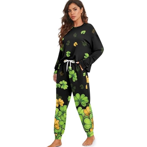 Image of Women's Pajamas Set Soft 2 Piece Loungewear Long Sleeve Pj Set Matching Sleepwear with Pockets for Women Plus Size