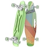 OLEIO Mini Cruiser Skateboard, 23.2 Inches Plastic Mini Classic Skateboard,with Bendable Deck and...
