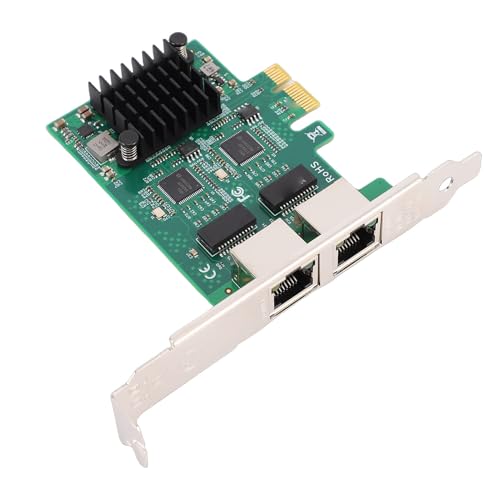 Tarjeta de Red Gigabit de Puerto Dual, 2 x RJ45 Adaptador Ethernet PCIe con Conectores Chapados en Oro y Disipador, para PC de Escritorio con Controlador miniatura 7