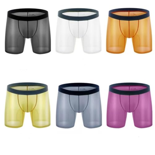GAOGAO Men's Ice Silk Transparent Underwear Long Boxers Briefs Sports Shorts Panties Jockstrap Ultra-thin Underpants2