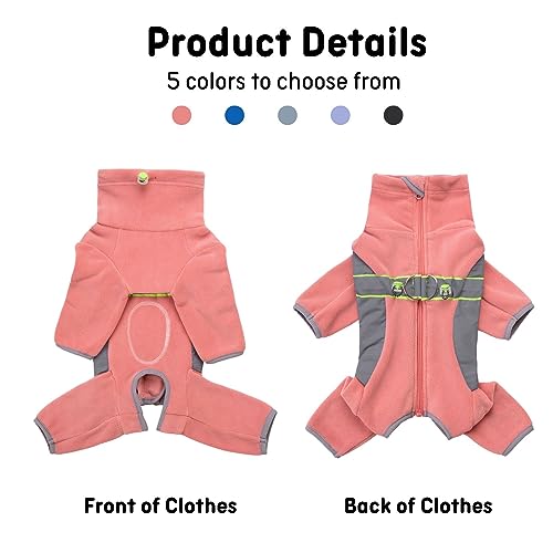 BT Bär Fleece Mantel für Hunde,4-Bein Ganzkörperjacke mit D Ring reflektierend,Verstellbarer Jumpsuit Reißverschluss Haustier Warme Wintermäntel für kleine Hunde Mittlere Hunde(XL,Rosa)