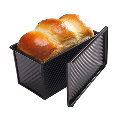 SPXTOM Carbon Steel Pull Man Loaf Pan with Lid, Rectangle Non-Stick Baking Toast Box for 1 Lb Dough Capacity